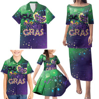 Mardi Gras Masquerade Mask Family Matching Puletasi and Hawaiian Shirt NOLA Vibe - Wonder Print Shop