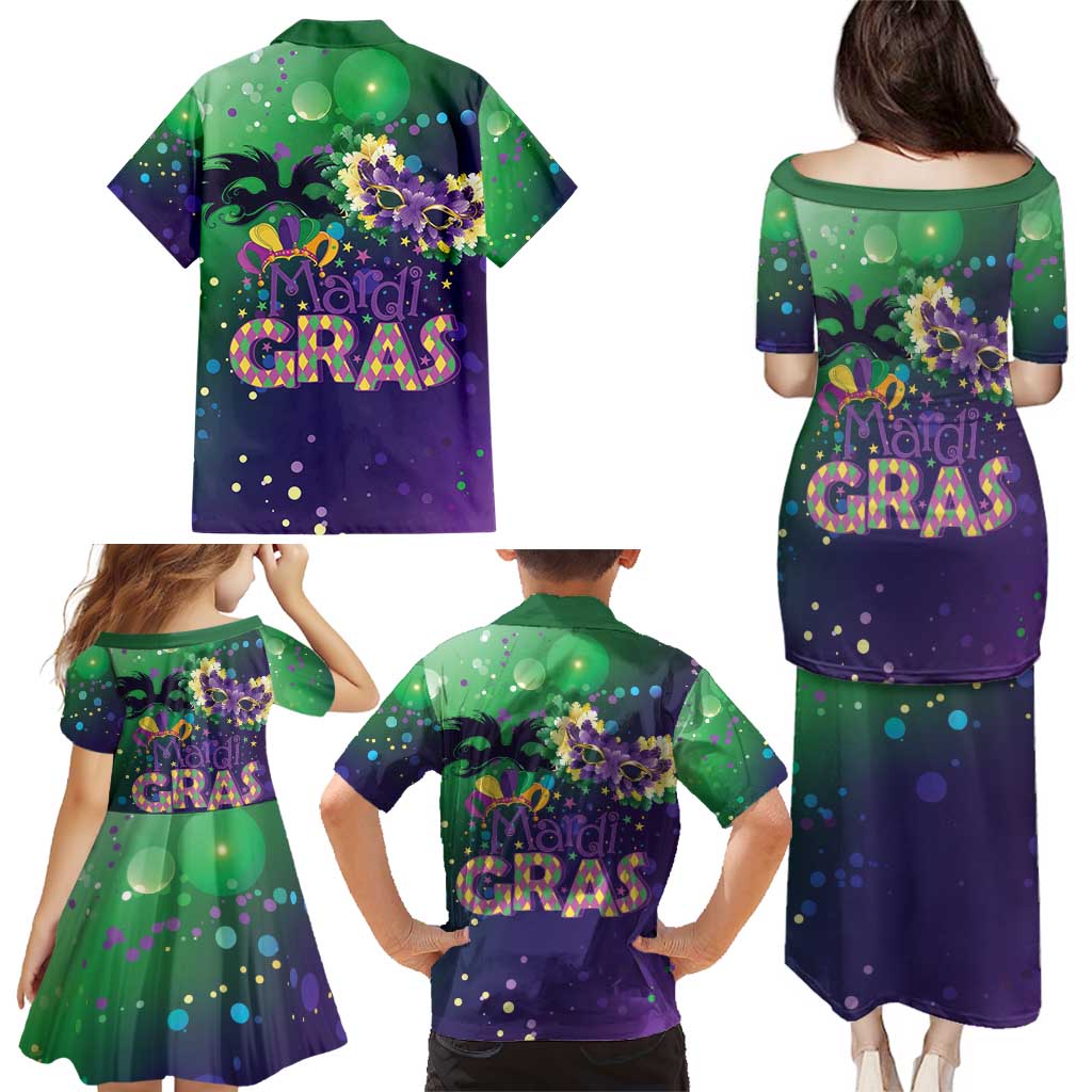 Mardi Gras Masquerade Mask Family Matching Puletasi and Hawaiian Shirt NOLA Vibe - Wonder Print Shop