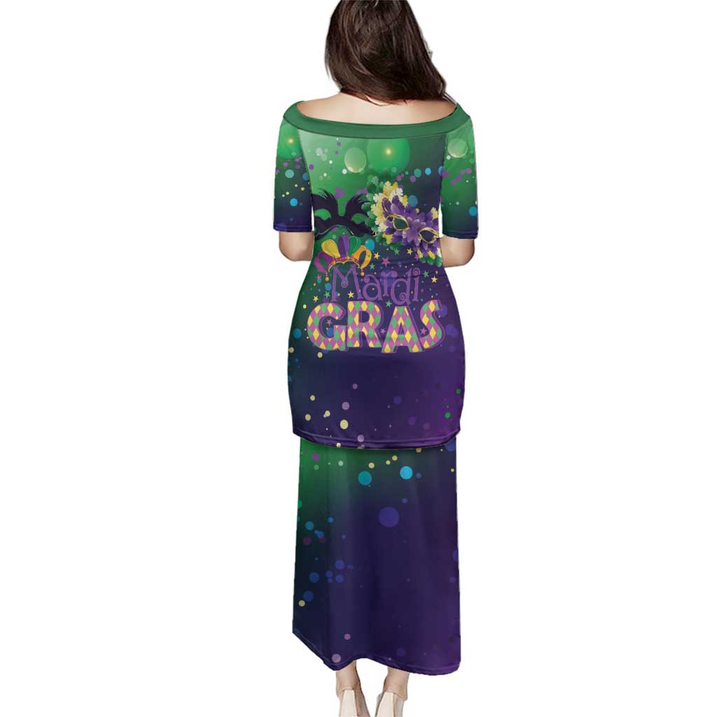 Mardi Gras Masquerade Mask Family Matching Puletasi and Hawaiian Shirt NOLA Vibe - Wonder Print Shop