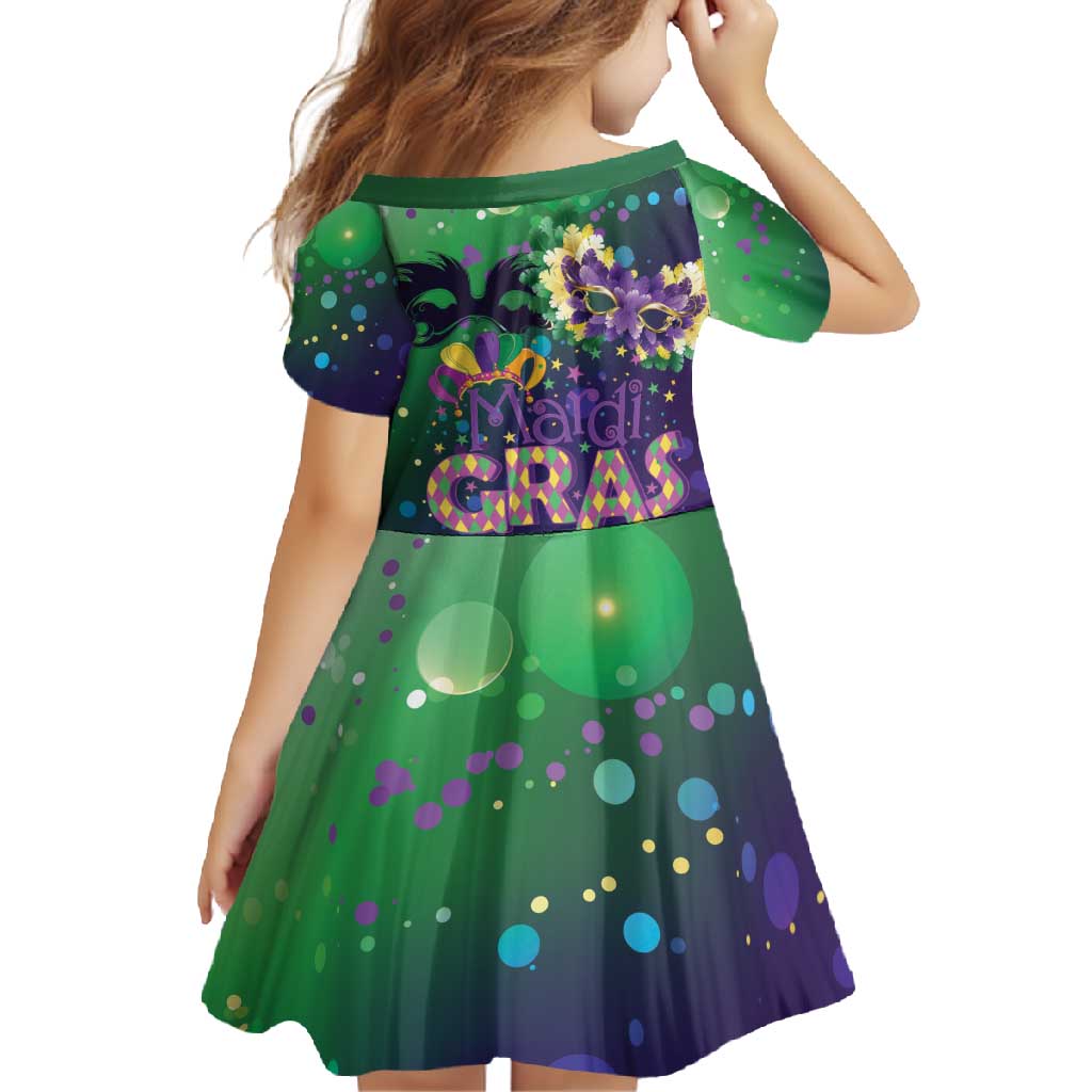Mardi Gras Masquerade Mask Family Matching Short Sleeve Bodycon Dress and Hawaiian Shirt NOLA Vibe - Wonder Print Shop