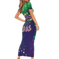 Mardi Gras Masquerade Mask Family Matching Short Sleeve Bodycon Dress and Hawaiian Shirt NOLA Vibe - Wonder Print Shop