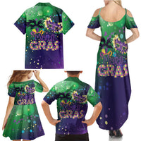 Mardi Gras Masquerade Mask Family Matching Summer Maxi Dress and Hawaiian Shirt NOLA Vibe - Wonder Print Shop