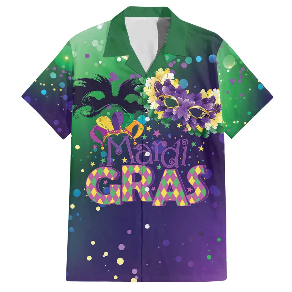 Mardi Gras Masquerade Mask Family Matching Summer Maxi Dress and Hawaiian Shirt NOLA Vibe - Wonder Print Shop