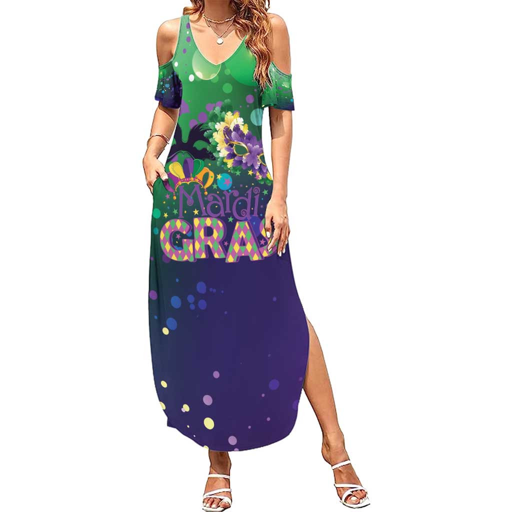 Mardi Gras Masquerade Mask Family Matching Summer Maxi Dress and Hawaiian Shirt NOLA Vibe - Wonder Print Shop