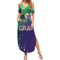 Mardi Gras Masquerade Mask Family Matching Summer Maxi Dress and Hawaiian Shirt NOLA Vibe - Wonder Print Shop
