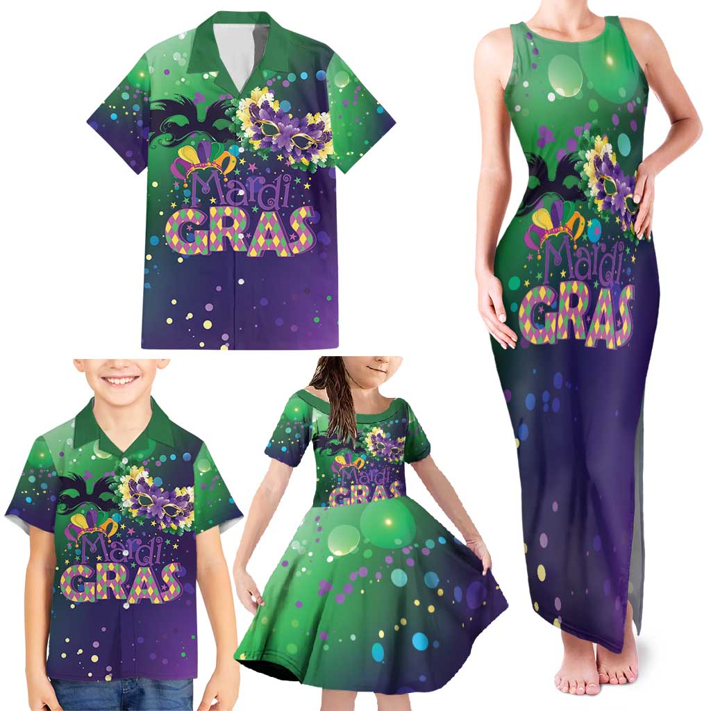 Mardi Gras Masquerade Mask Family Matching Tank Maxi Dress and Hawaiian Shirt NOLA Vibe - Wonder Print Shop