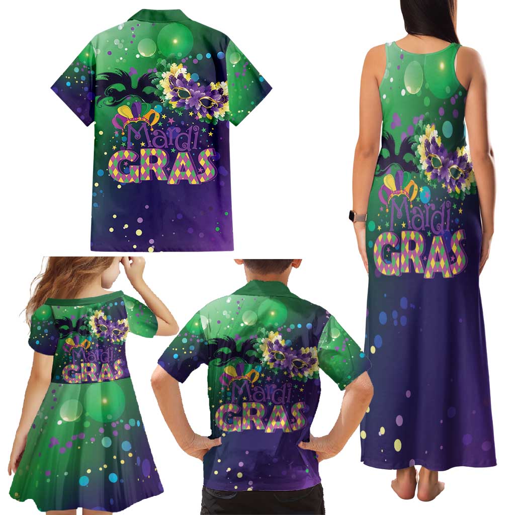 Mardi Gras Masquerade Mask Family Matching Tank Maxi Dress and Hawaiian Shirt NOLA Vibe - Wonder Print Shop