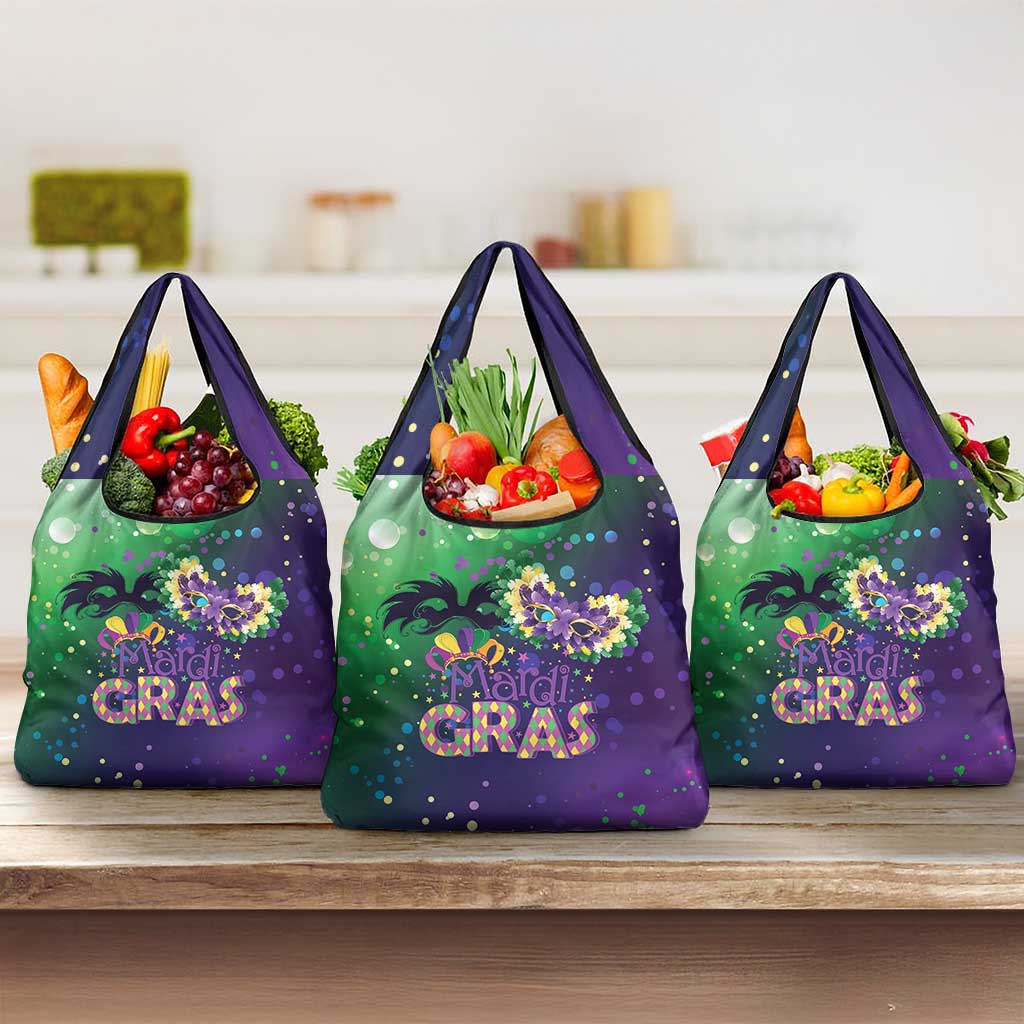 Mardi Gras Masquerade Mask Grocery Bag NOLA Vibe - Wonder Print Shop