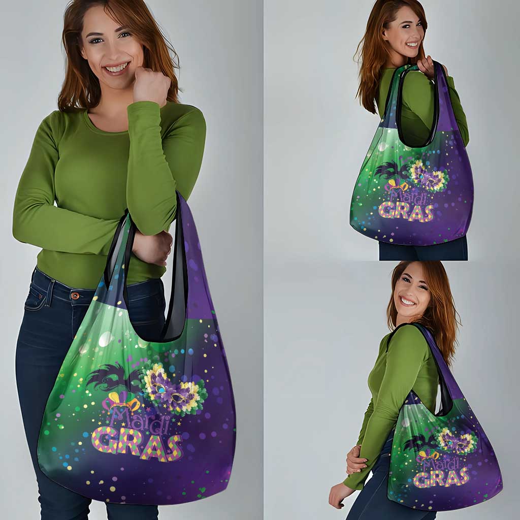 Mardi Gras Masquerade Mask Grocery Bag NOLA Vibe - Wonder Print Shop