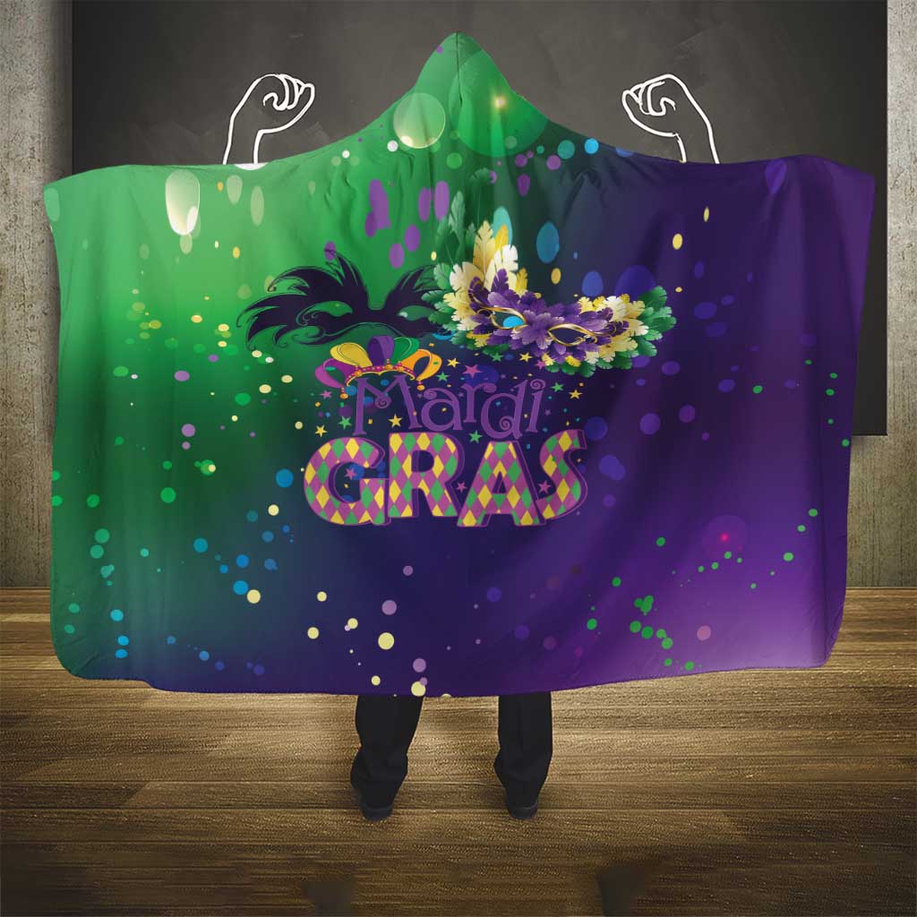 Mardi Gras Masquerade Mask Hooded Blanket NOLA Vibe - Wonder Print Shop