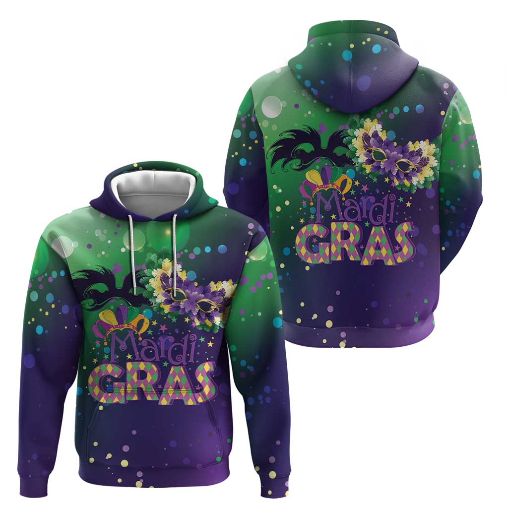 Mardi Gras Masquerade Mask Hoodie NOLA Vibe - Wonder Print Shop