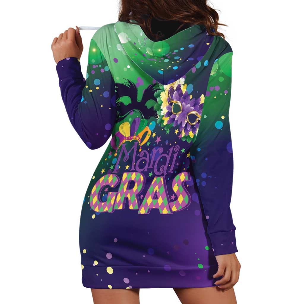 Mardi Gras Masquerade Mask Hoodie Dress NOLA Vibe - Wonder Print Shop