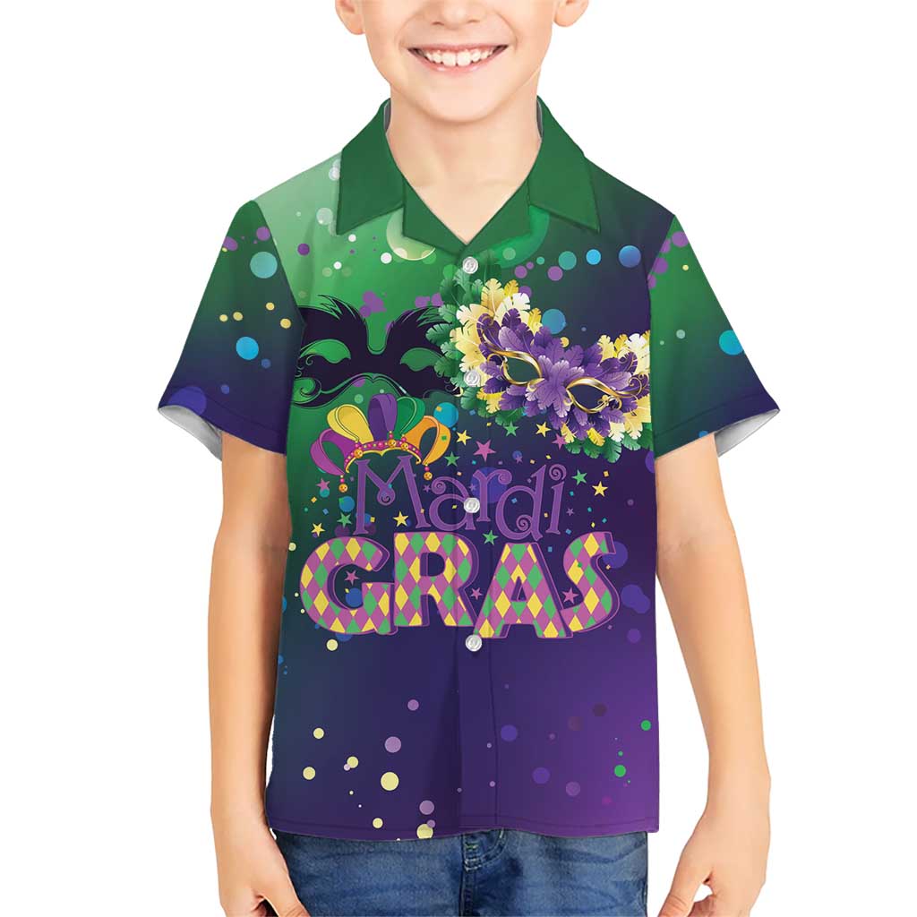 Mardi Gras Masquerade Mask Kid Hawaiian Shirt NOLA Vibe - Wonder Print Shop