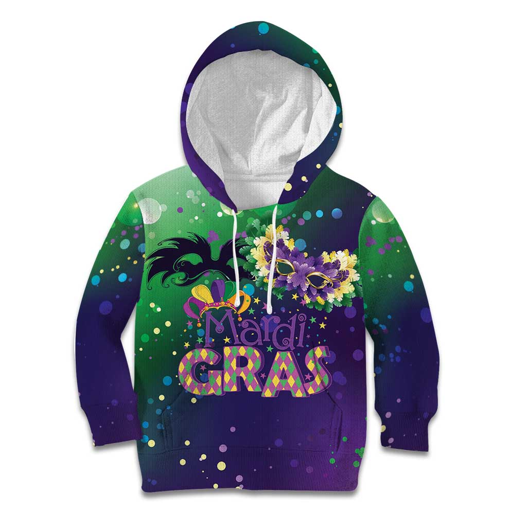 Mardi Gras Masquerade Mask Kid Hoodie NOLA Vibe - Wonder Print Shop