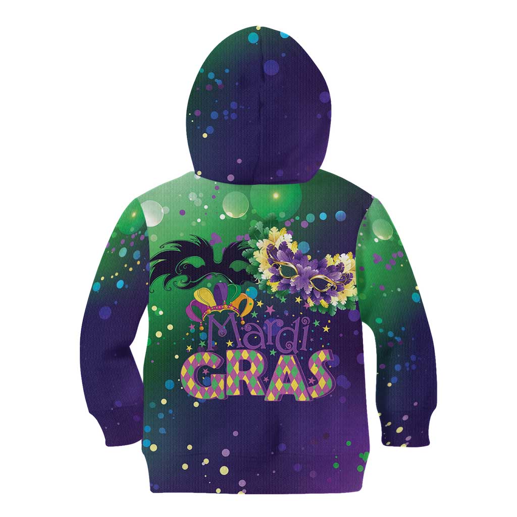 Mardi Gras Masquerade Mask Kid Hoodie NOLA Vibe - Wonder Print Shop
