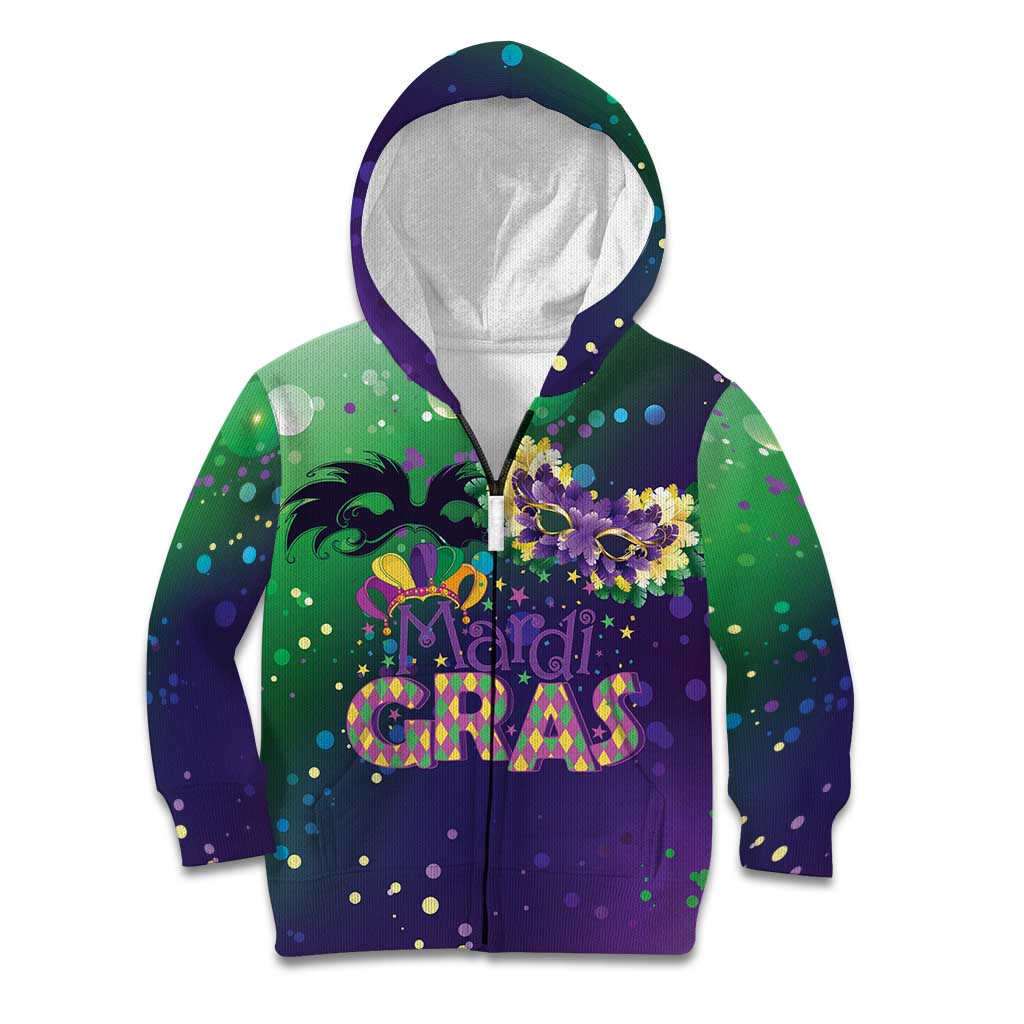 Mardi Gras Masquerade Mask Kid Hoodie NOLA Vibe - Wonder Print Shop