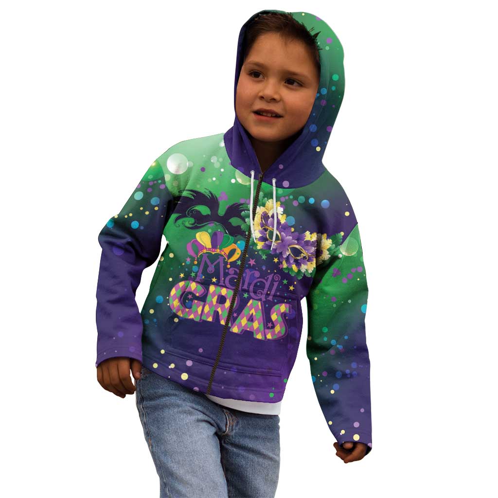 Mardi Gras Masquerade Mask Kid Hoodie NOLA Vibe - Wonder Print Shop