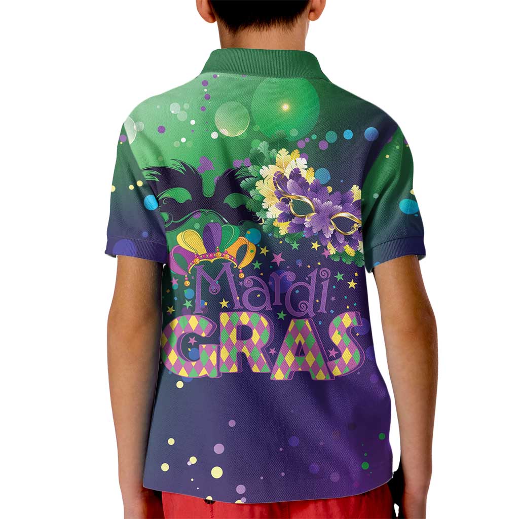 Mardi Gras Masquerade Mask Kid Polo Shirt NOLA Vibe - Wonder Print Shop