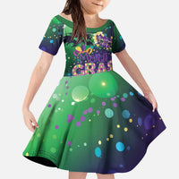Mardi Gras Masquerade Mask Kid Short Sleeve Dress NOLA Vibe - Wonder Print Shop