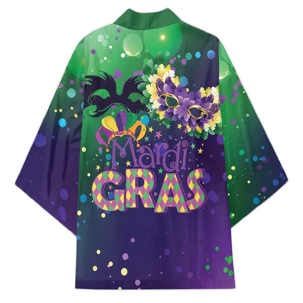 Mardi Gras Masquerade Mask Kimono NOLA Vibe - Wonder Print Shop