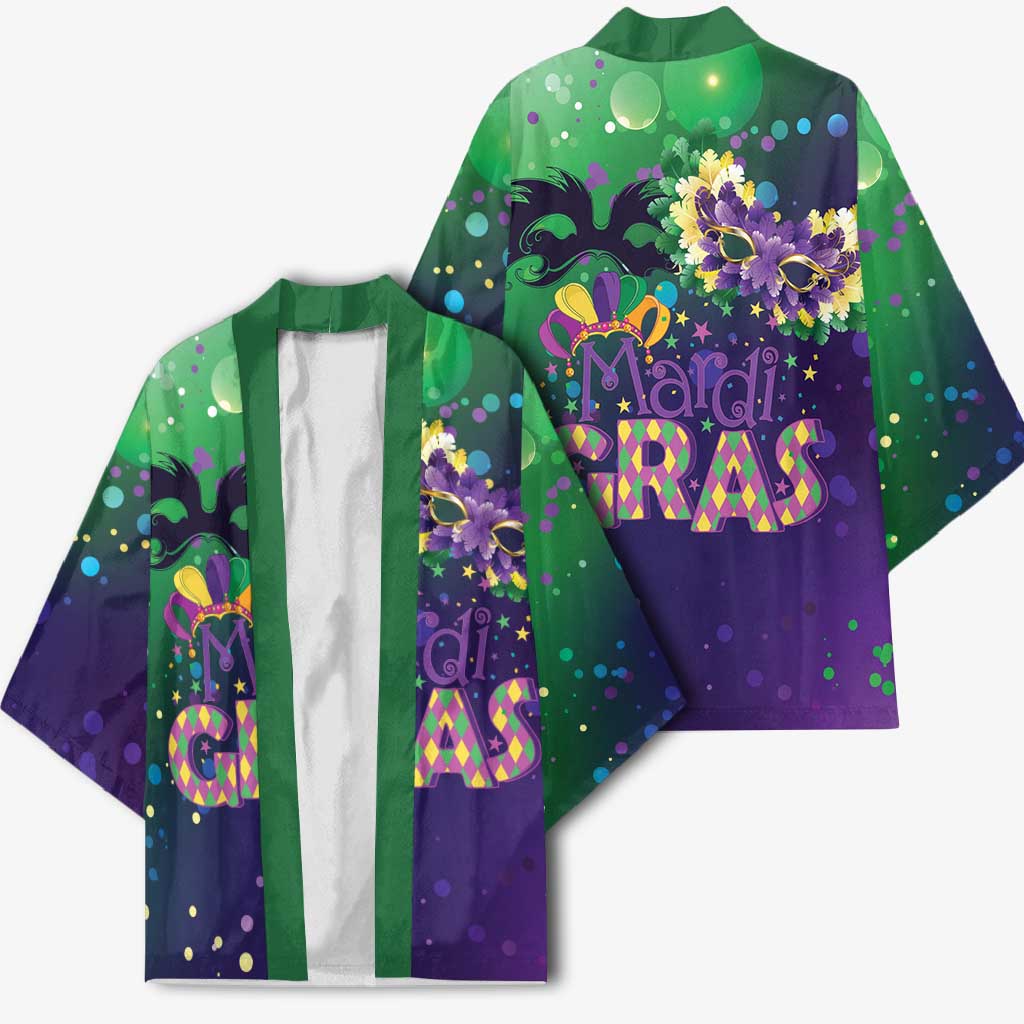 Mardi Gras Masquerade Mask Kimono NOLA Vibe - Wonder Print Shop