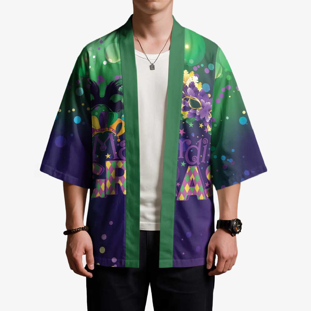 Mardi Gras Masquerade Mask Kimono NOLA Vibe - Wonder Print Shop