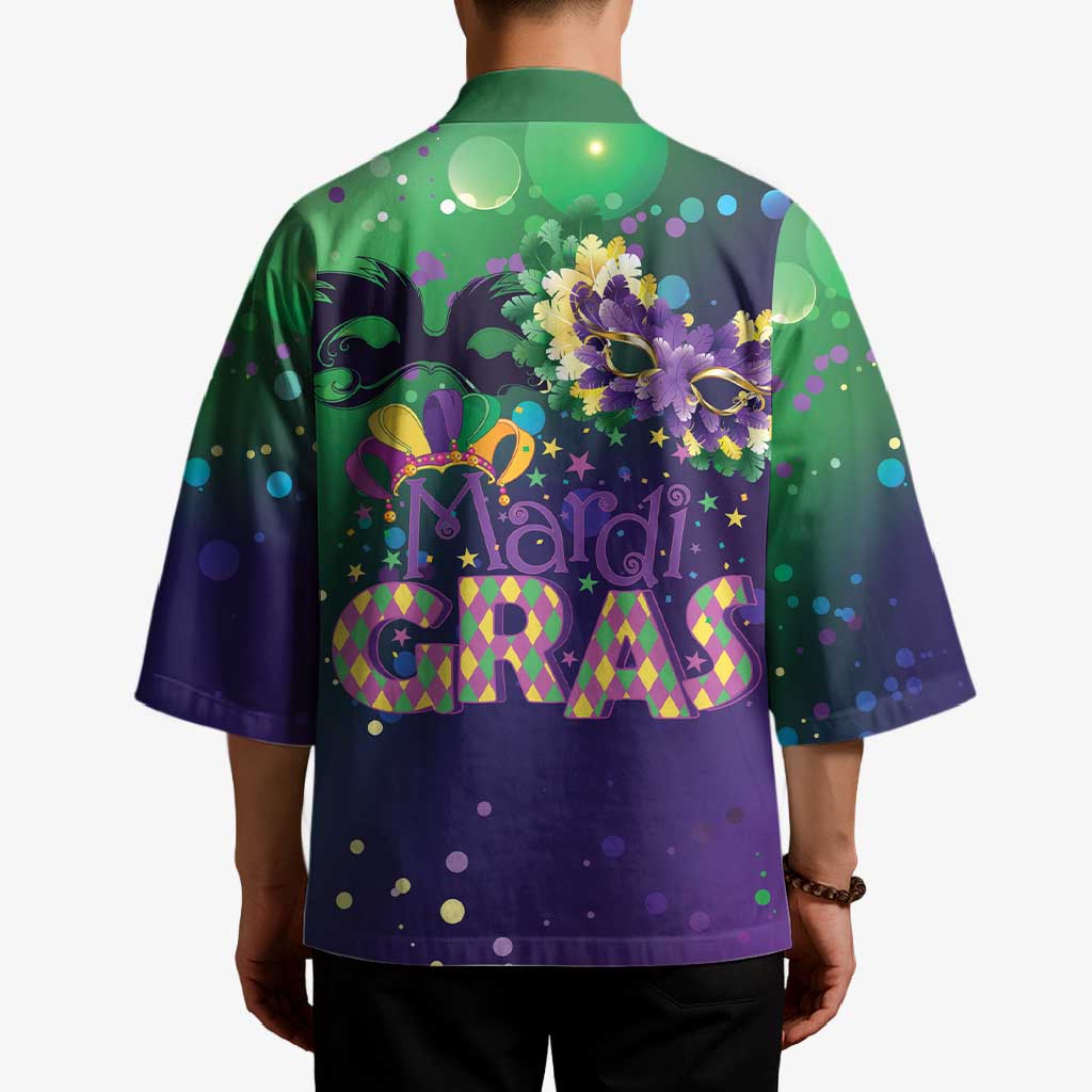 Mardi Gras Masquerade Mask Kimono NOLA Vibe - Wonder Print Shop