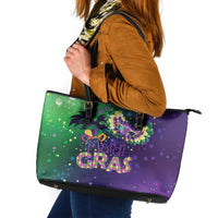Mardi Gras Masquerade Mask Leather Tote Bag NOLA Vibe - Wonder Print Shop