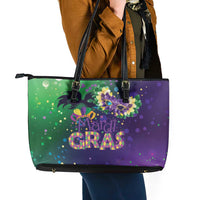 Mardi Gras Masquerade Mask Leather Tote Bag NOLA Vibe - Wonder Print Shop