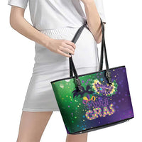 Mardi Gras Masquerade Mask Leather Tote Bag NOLA Vibe - Wonder Print Shop