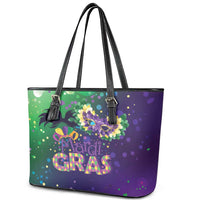 Mardi Gras Masquerade Mask Leather Tote Bag NOLA Vibe - Wonder Print Shop