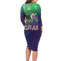 Mardi Gras Masquerade Mask Long Sleeve Bodycon Dress NOLA Vibe - Wonder Print Shop