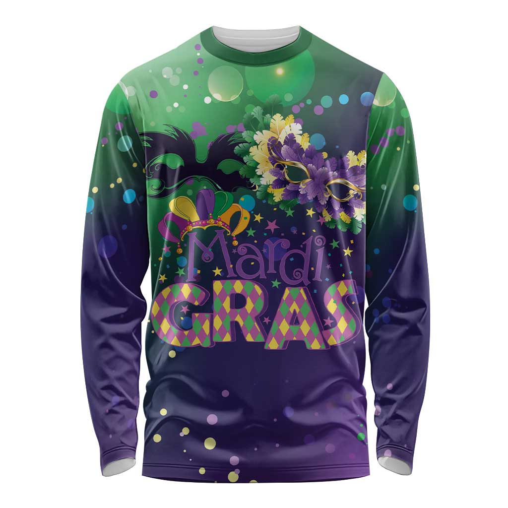 Mardi Gras Masquerade Mask Long Sleeve Shirt NOLA Vibe - Wonder Print Shop