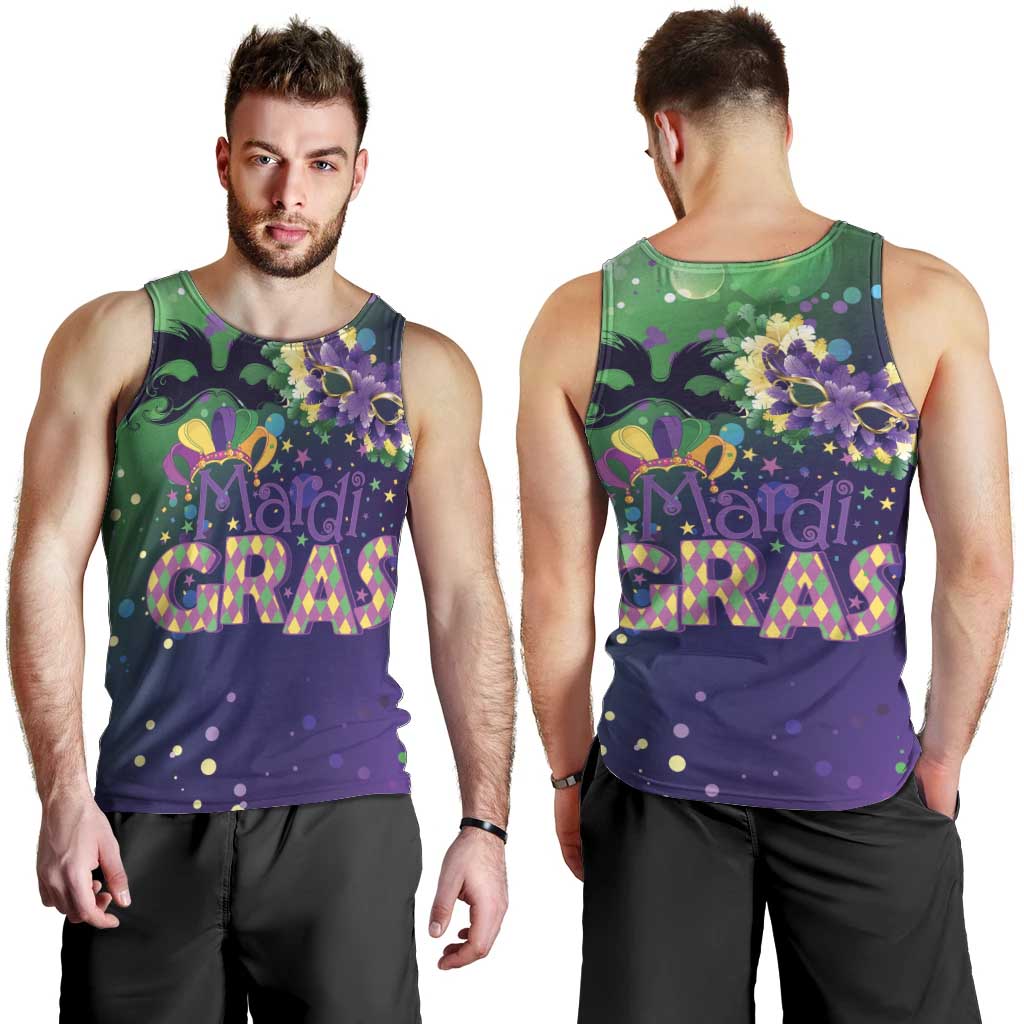 Mardi Gras Masquerade Mask Men Tank Top NOLA Vibe - Wonder Print Shop