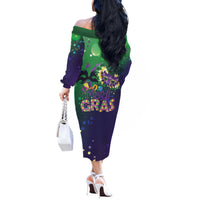 Mardi Gras Masquerade Mask Off The Shoulder Long Sleeve Dress NOLA Vibe - Wonder Print Shop