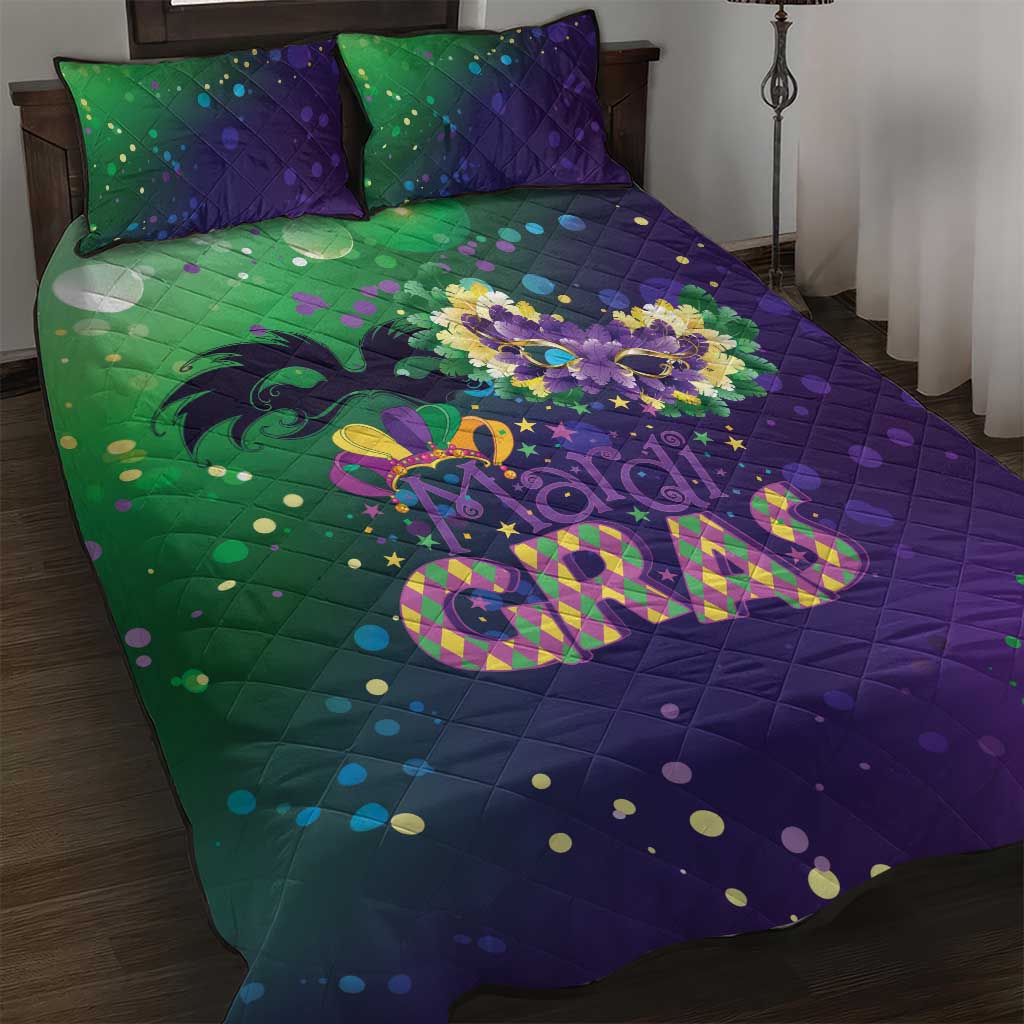 Mardi Gras Masquerade Mask Quilt Bed Set NOLA Vibe - Wonder Print Shop