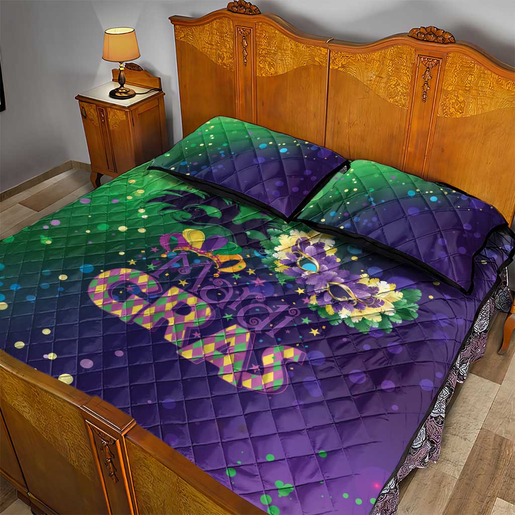 Mardi Gras Masquerade Mask Quilt Bed Set NOLA Vibe - Wonder Print Shop
