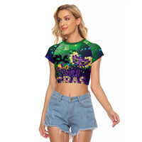 Mardi Gras Masquerade Mask Raglan Cropped T Shirt NOLA Vibe - Wonder Print Shop