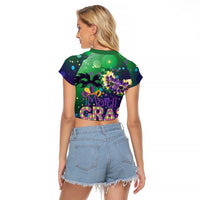 Mardi Gras Masquerade Mask Raglan Cropped T Shirt NOLA Vibe - Wonder Print Shop
