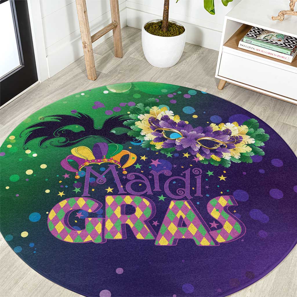 Mardi Gras Masquerade Mask Round Carpet NOLA Vibe - Wonder Print Shop