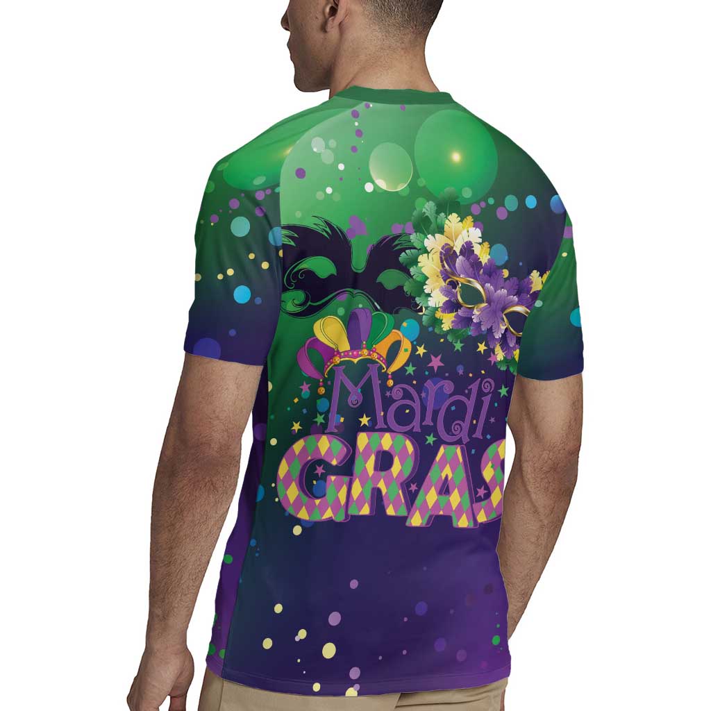 Mardi Gras Masquerade Mask Rugby Jersey NOLA Vibe - Wonder Print Shop