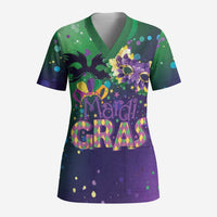 Mardi Gras Masquerade Mask Scrub Top NOLA Vibe - Wonder Print Shop