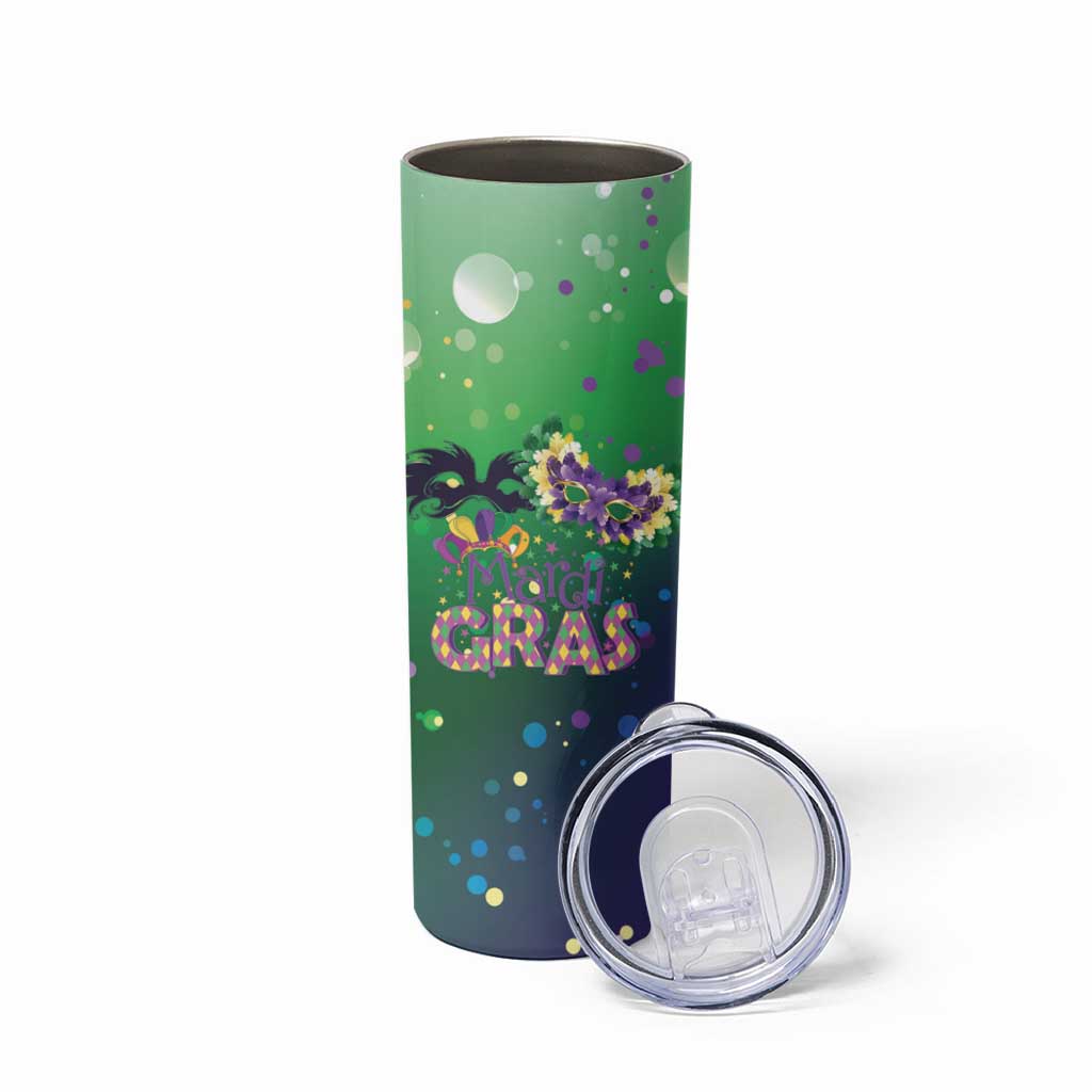 Mardi Gras Masquerade Mask Skinny Tumbler NOLA Vibe - Wonder Print Shop