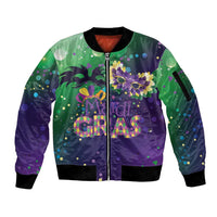 Mardi Gras Masquerade Mask Sleeve Zip Bomber Jacket NOLA Vibe - Wonder Print Shop