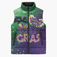Mardi Gras Masquerade Mask Sleeveless Puffer Jacket NOLA Vibe - Wonder Print Shop