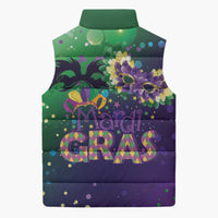 Mardi Gras Masquerade Mask Sleeveless Puffer Jacket NOLA Vibe - Wonder Print Shop