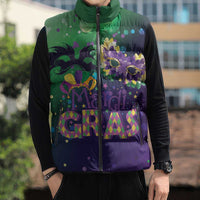 Mardi Gras Masquerade Mask Sleeveless Puffer Jacket NOLA Vibe - Wonder Print Shop