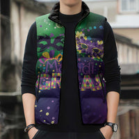 Mardi Gras Masquerade Mask Sleeveless Puffer Jacket NOLA Vibe - Wonder Print Shop