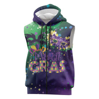 Mardi Gras Masquerade Mask Sleeveless Zip Hoodie NOLA Vibe - Wonder Print Shop