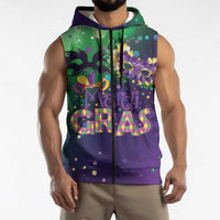 Mardi Gras Masquerade Mask Sleeveless Zip Hoodie NOLA Vibe - Wonder Print Shop